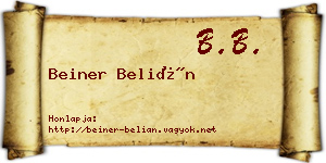 Beiner Belián névjegykártya